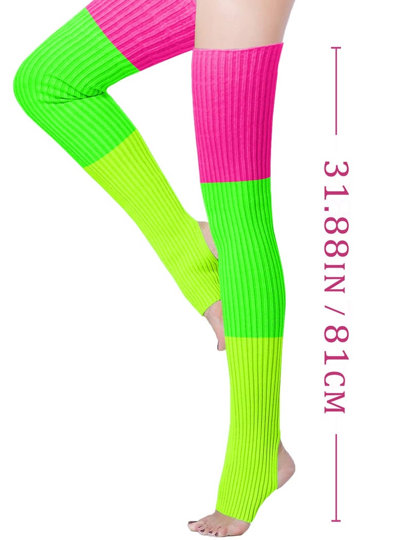 v28 Women Over Knee Cable Knit Ribbed Crochet Long Boot Leg Warmers (H81-mix3) - Image 3